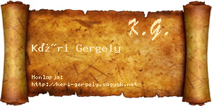 Kéri Gergely névjegykártya